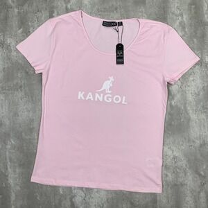 Kangol Top Womens Medium Pink Casual Kangaroo Short Sleeve Graphic Shirt NWT